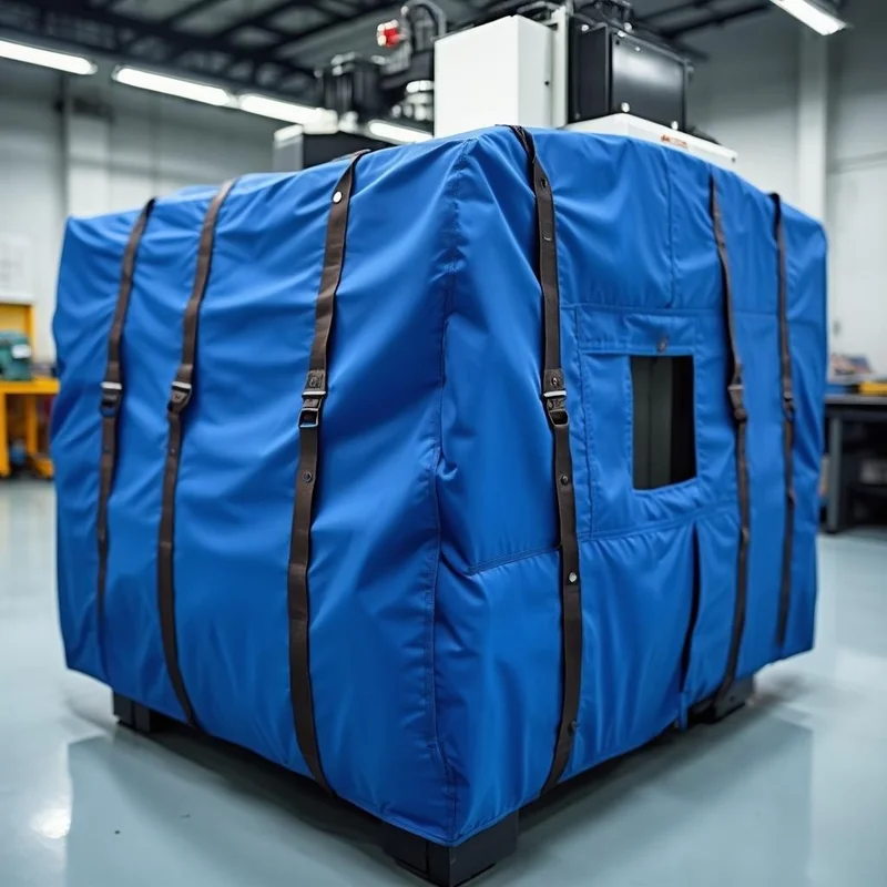 Industrial protective machine cover fitted on CNC milling machine in factory