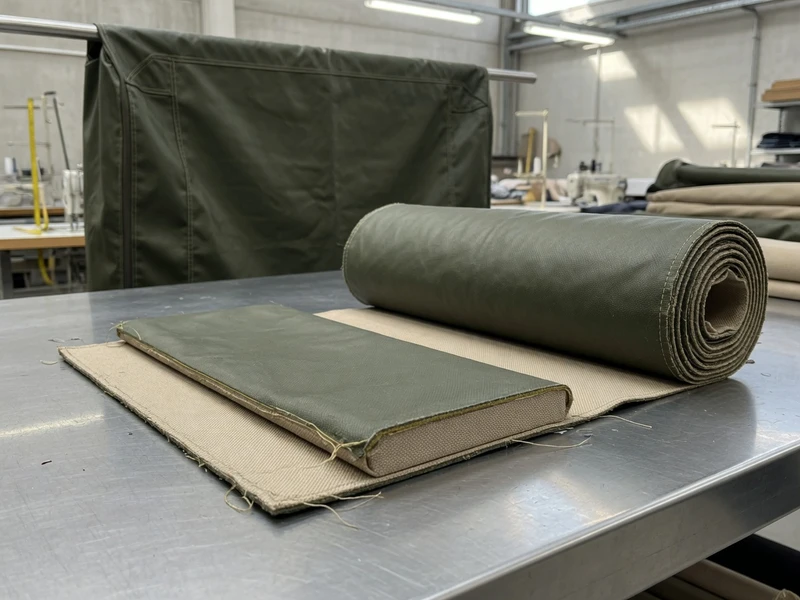 Coated polyester cover fabric in production at the workshop