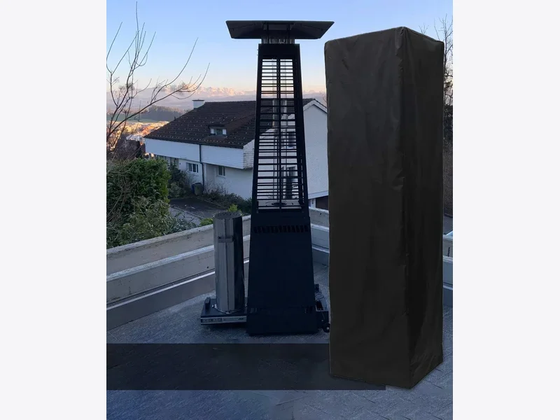 Custom-fit patio heater cover with easy-access zipper