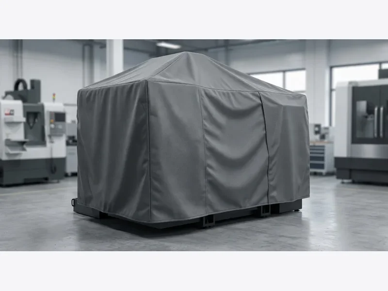 Heavy-duty industrial machine protective cover with reinforced stitching